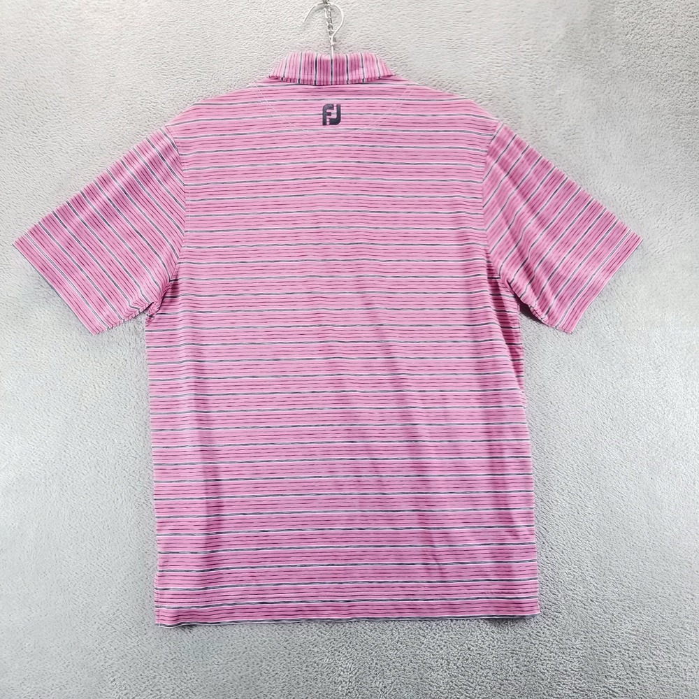 FootJoy Polo Shirt Mens M Pink Stripe Golf Performance Short Sleeve - Picture 3 of 10